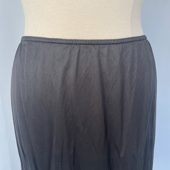 Half Slip Skirt Plus Size 18W 20W Black Solid Nylon Satin Lace Trim Lingerie - Picture 2 of 10
